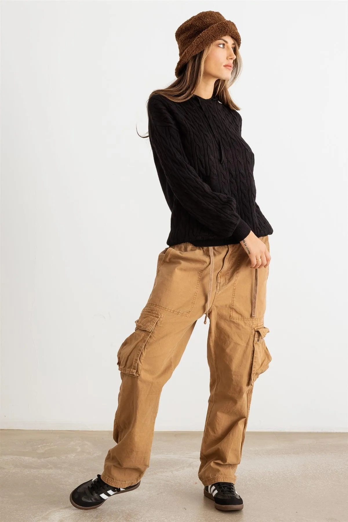Knit One Pocket Long Sleeve Hooded Sweatshirt