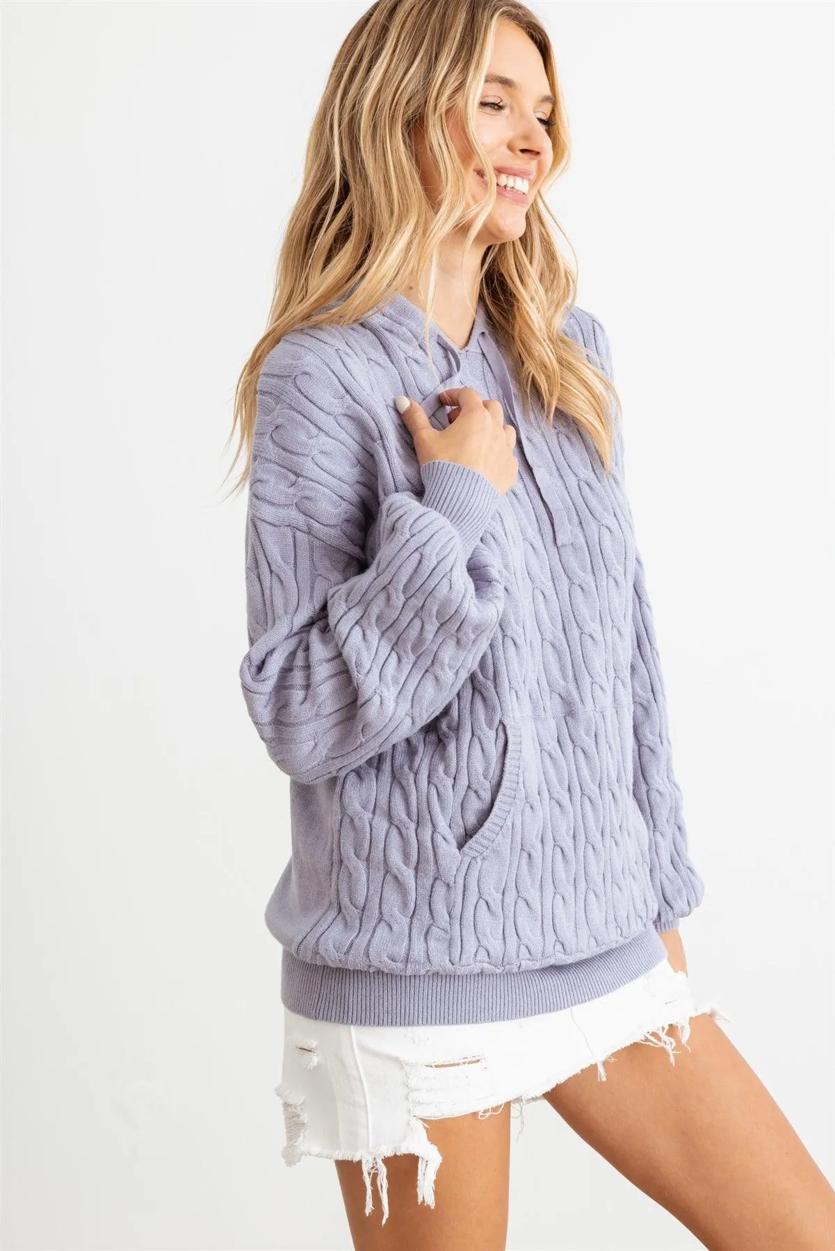 Knit One Pocket Long Sleeve Hooded Sweatshirt