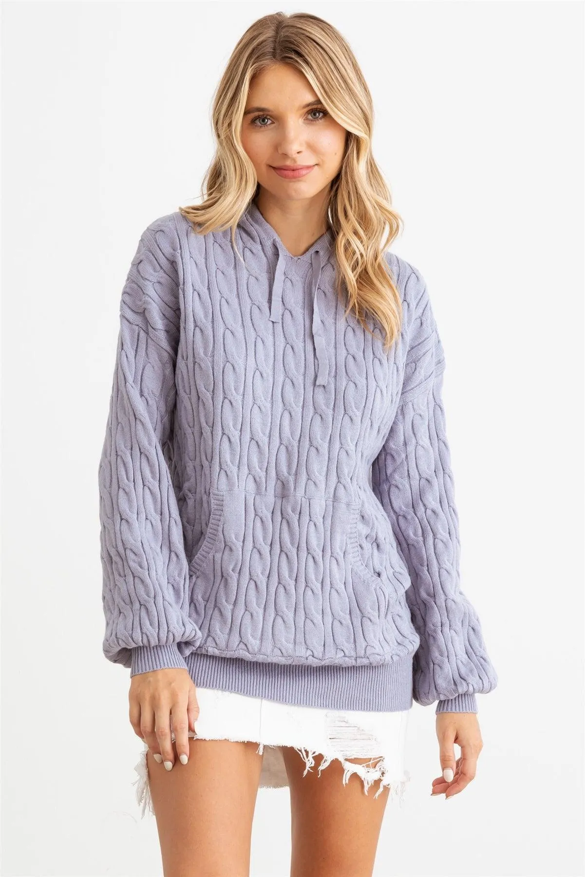 Knit One Pocket Long Sleeve Hooded Sweatshirt