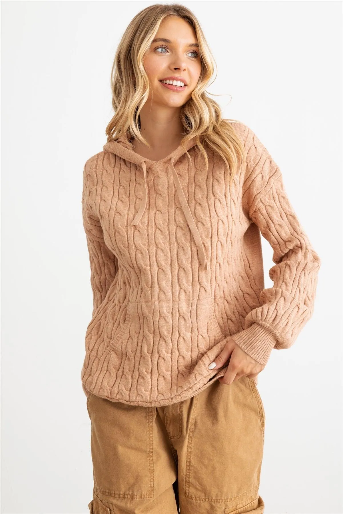 Knit One Pocket Long Sleeve Hooded Sweatshirt