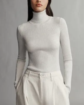 Knit Turtleneck | White Heather Grey