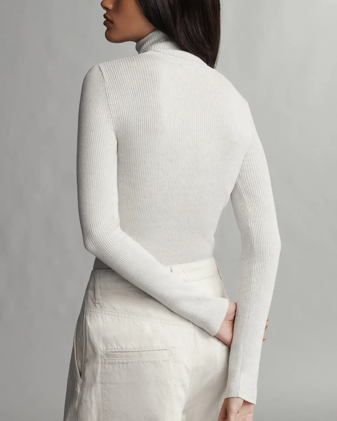 Knit Turtleneck | White Heather Grey