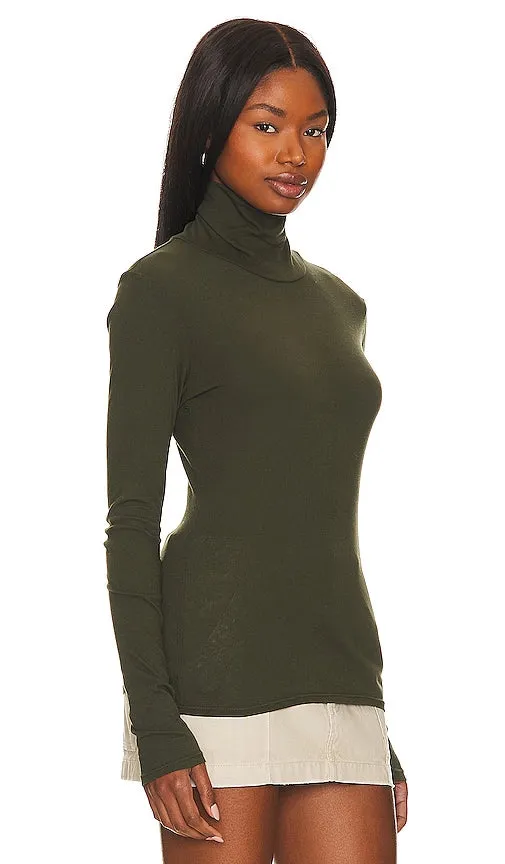 LA Made Roosevelt Turtleneck Tee in Olive