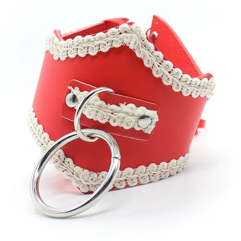 Lace leather Bondage Neck Collar