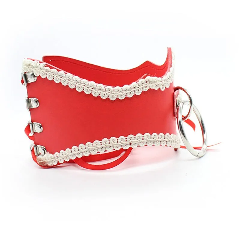 Lace leather Bondage Neck Collar