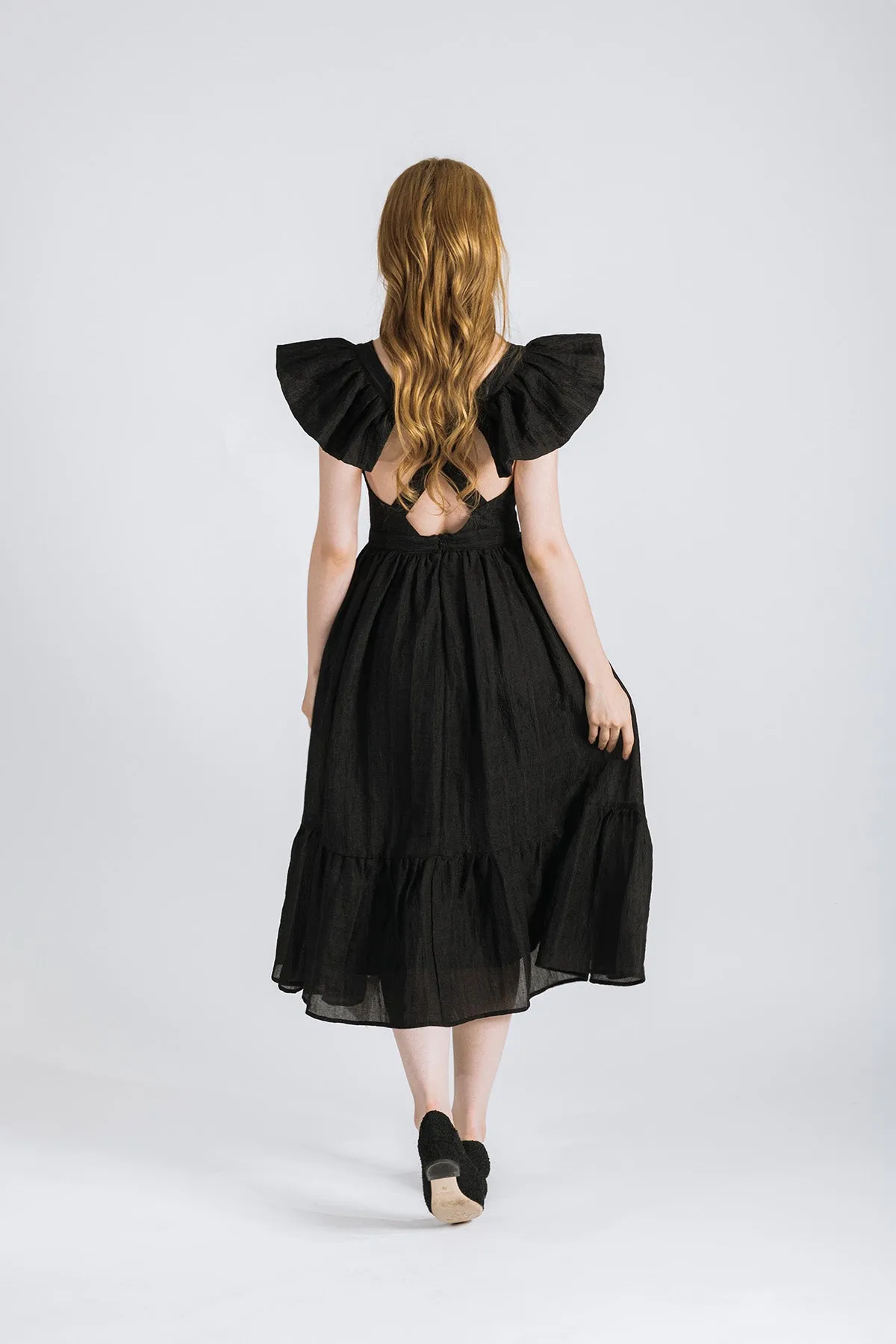 Lawretta Ruffled Sleeve Midi Dress