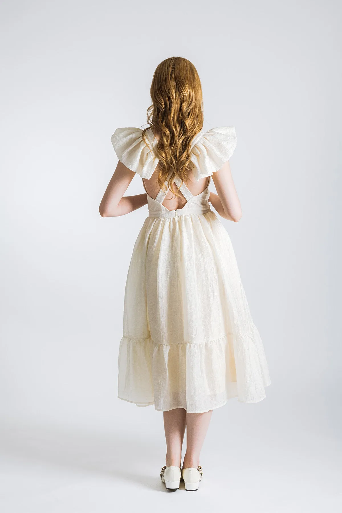 Lawretta Ruffled Sleeve Midi Dress