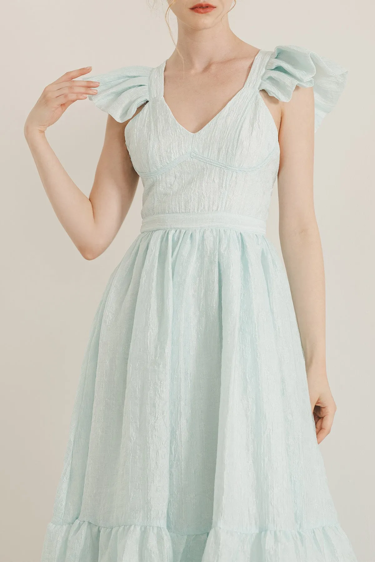 Lawretta Ruffled Sleeve Midi Dress