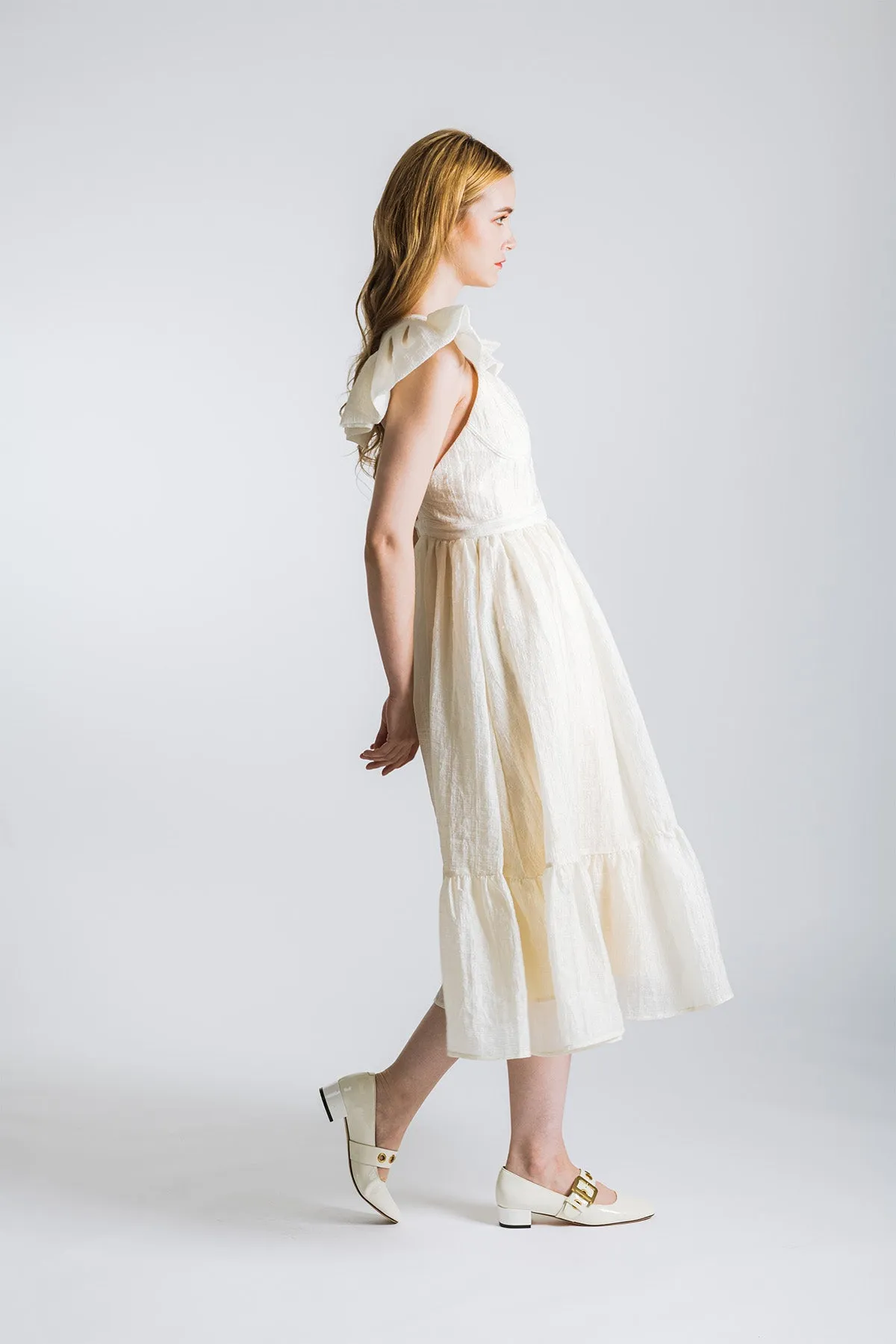 Lawretta Ruffled Sleeve Midi Dress