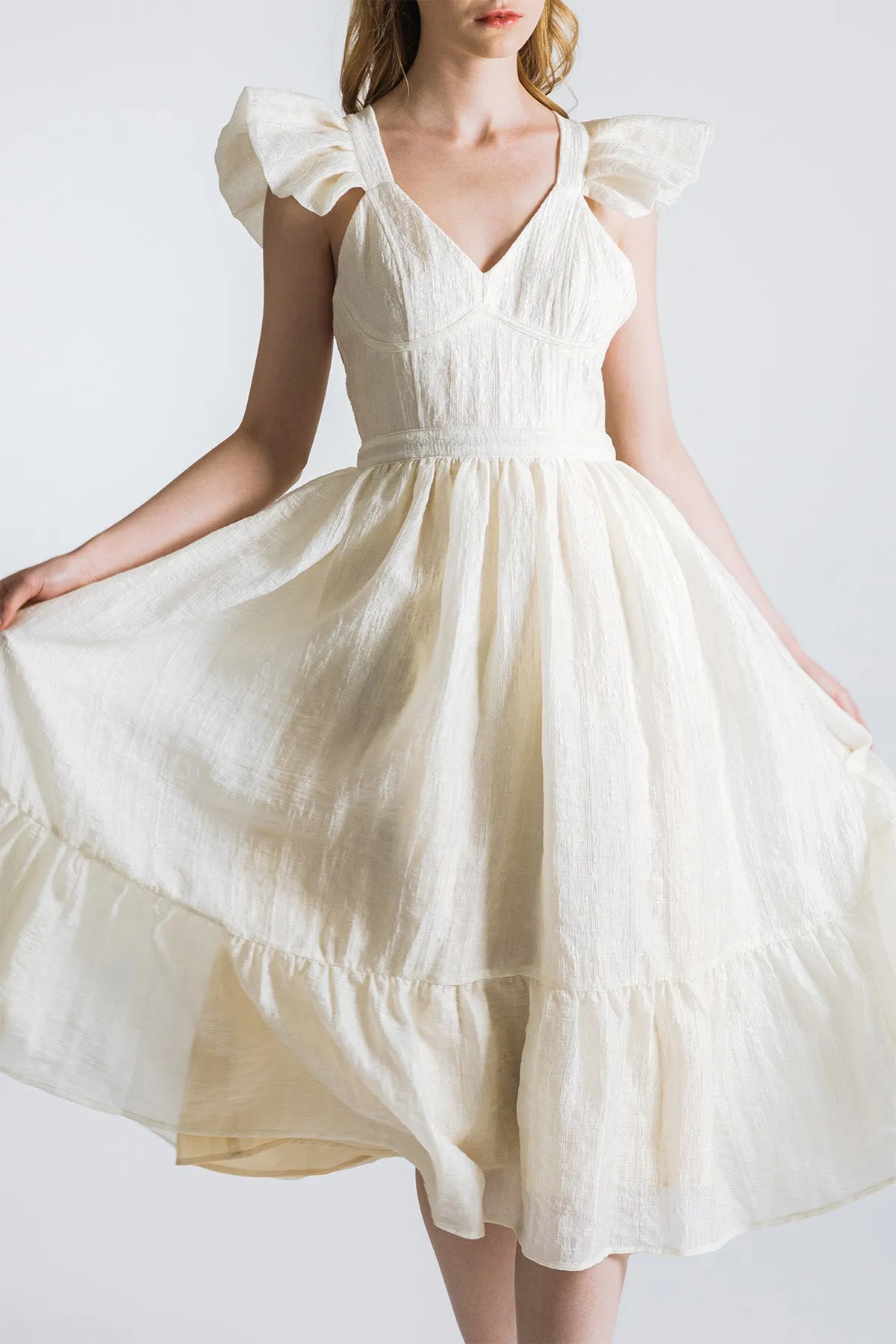 Lawretta Ruffled Sleeve Midi Dress