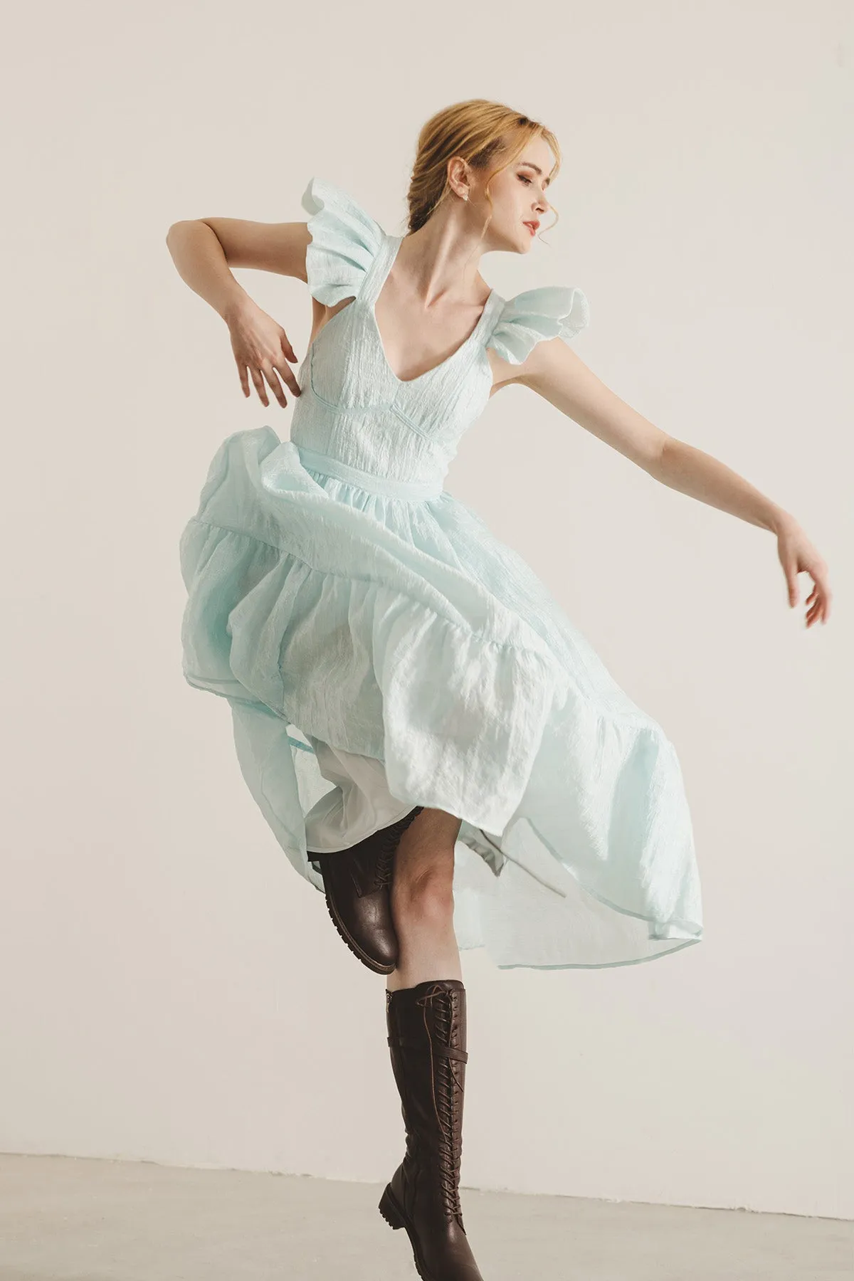 Lawretta Ruffled Sleeve Midi Dress