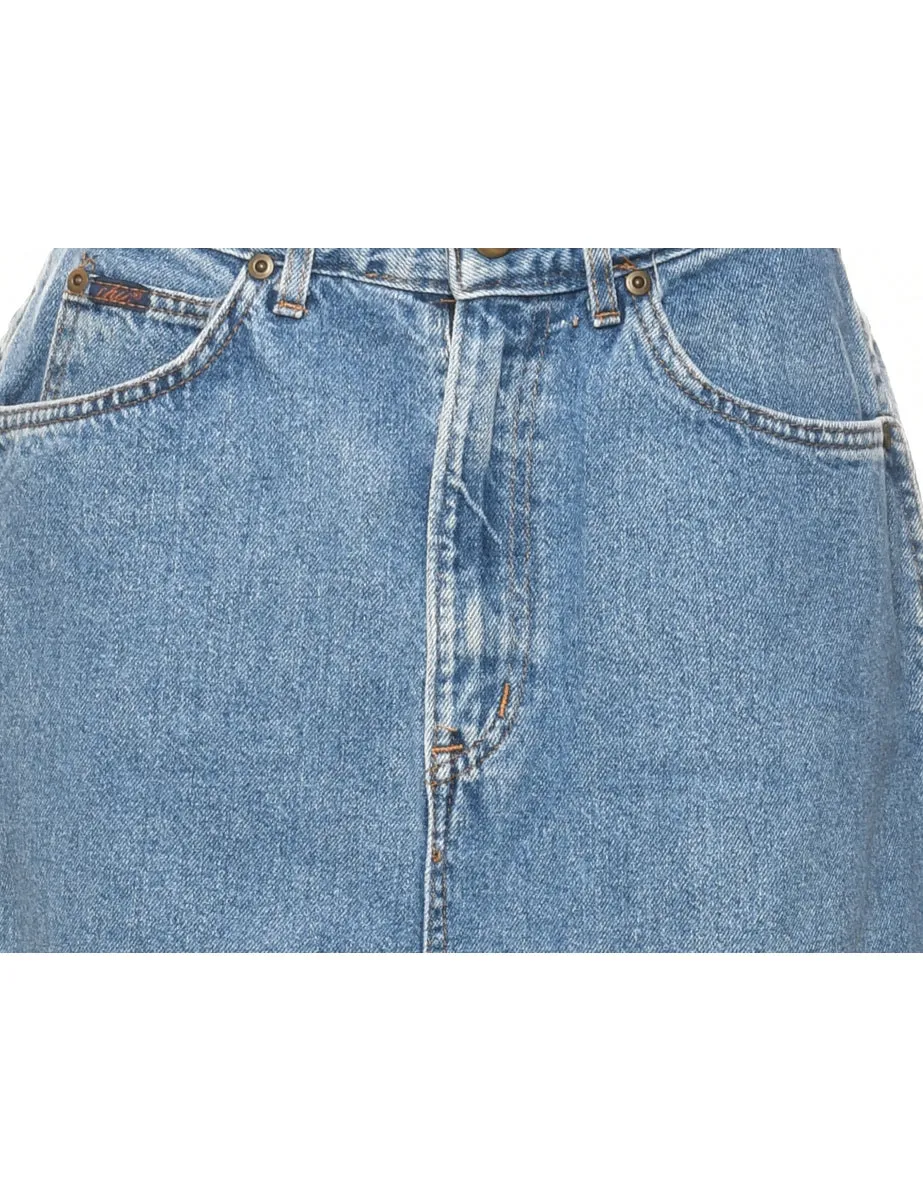 Light Wash Pencil Shape Denim Midi Skirt - M