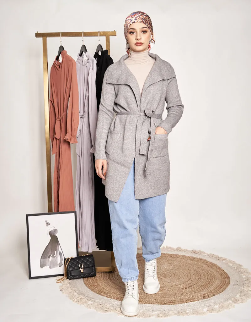 Long Wool Tie Cardigan
