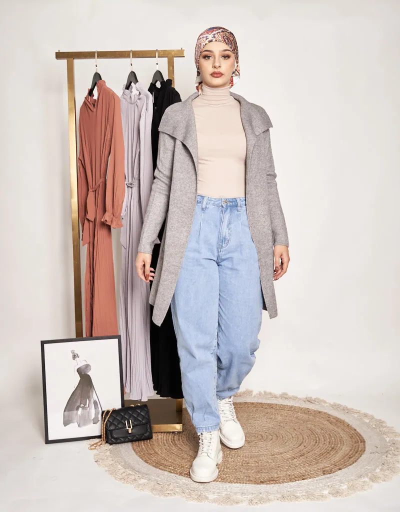 Long Wool Tie Cardigan