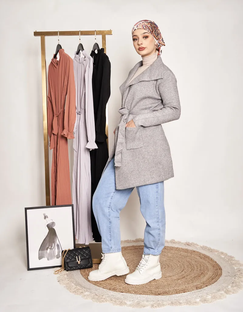Long Wool Tie Cardigan