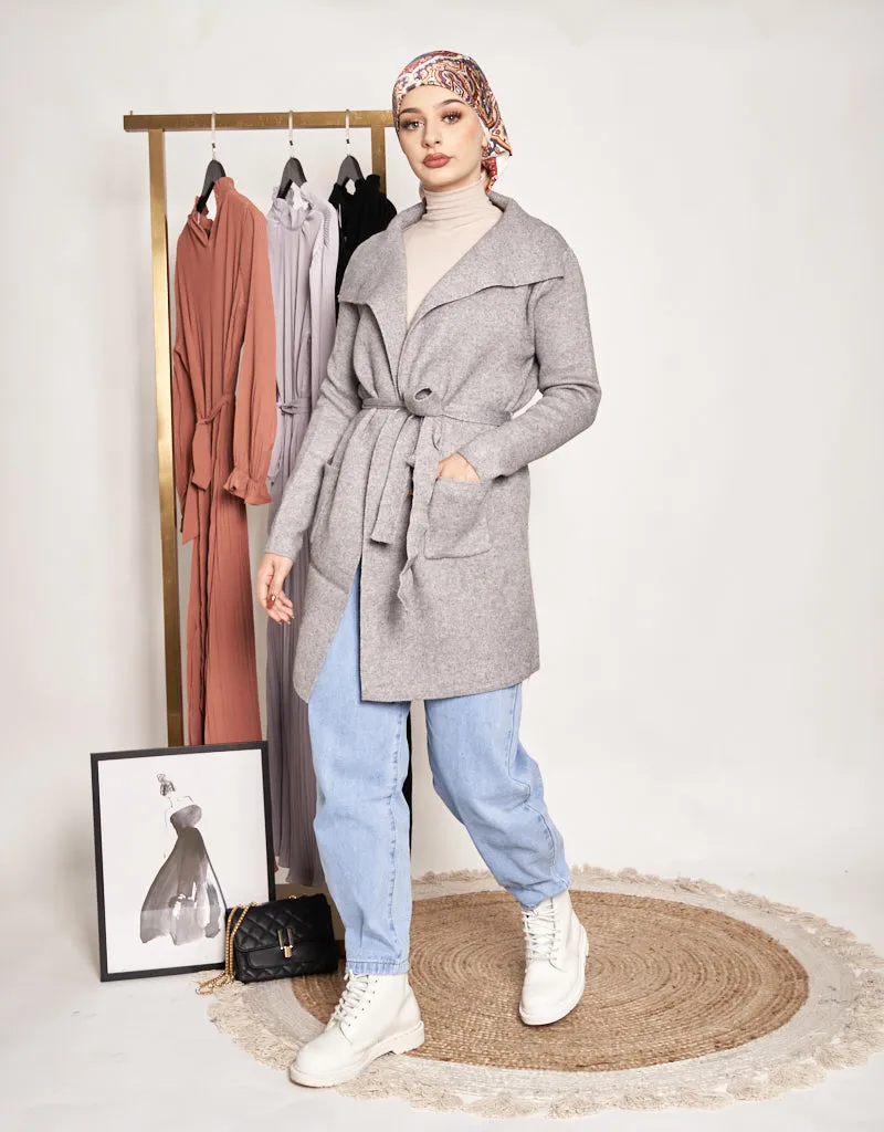 Long Wool Tie Cardigan