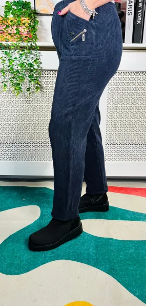 Lorenzo Jumbo Cord Trousers - Navy