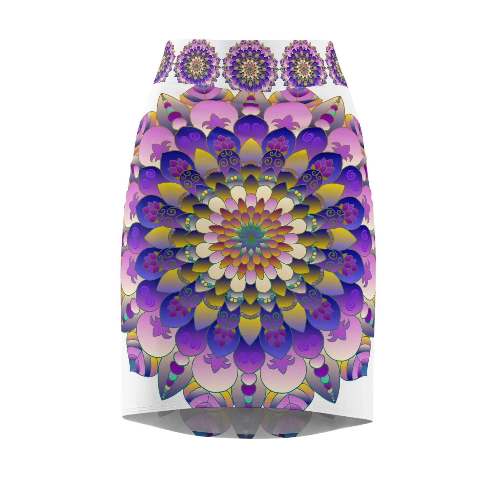 Mandala Pencil Skirt in Light Purple & Azure