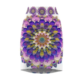 Mandala Pencil Skirt in Light Purple & Azure
