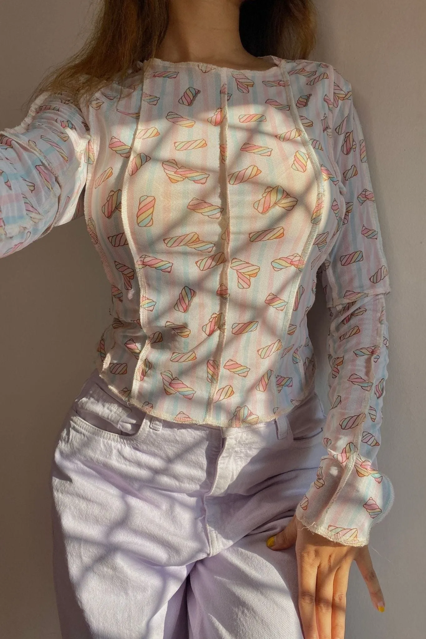 Marshmallow Mesh Top