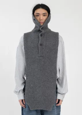 Medium Grey Turtleneck Scarf Chunky Rib