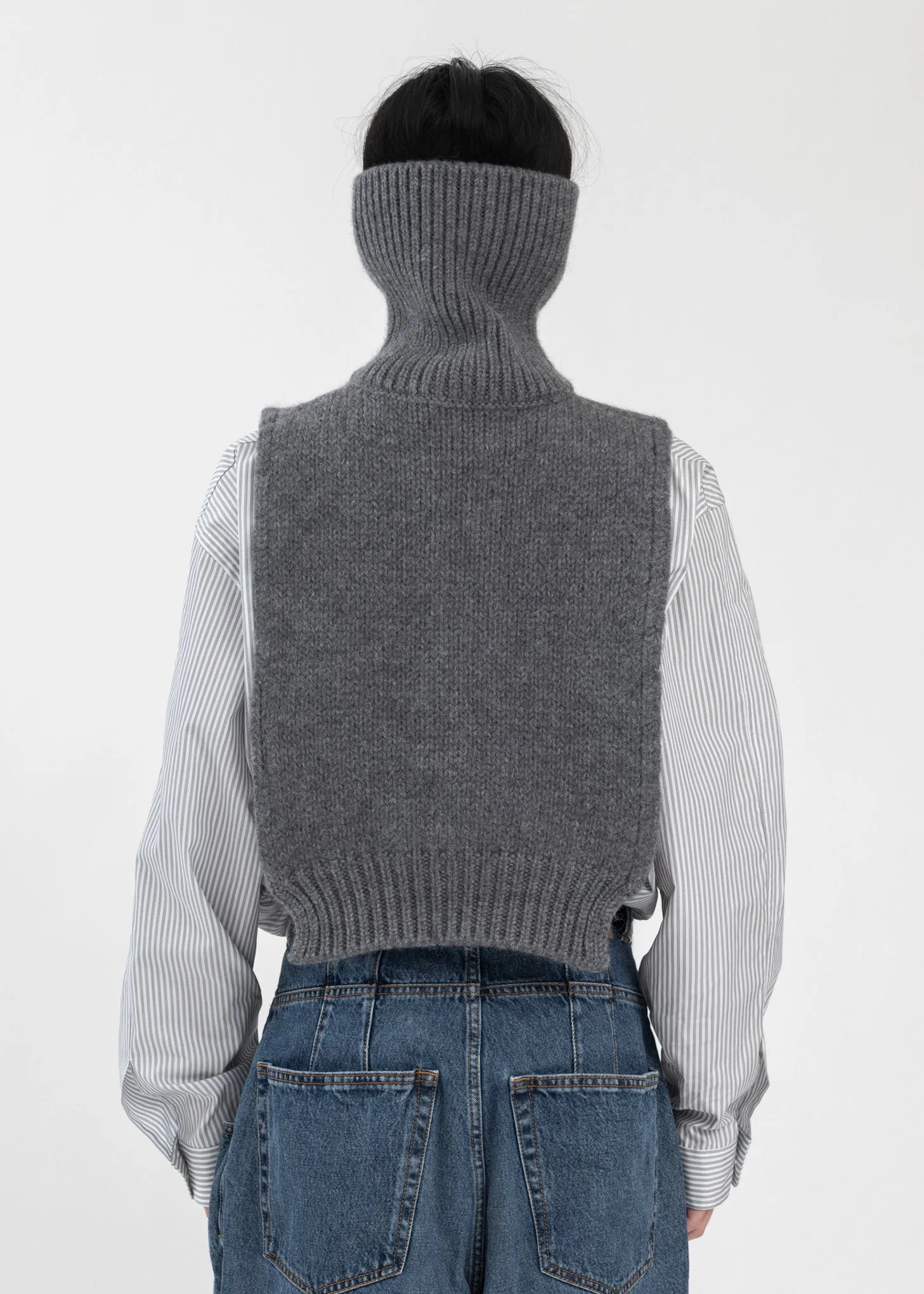 Medium Grey Turtleneck Scarf Chunky Rib