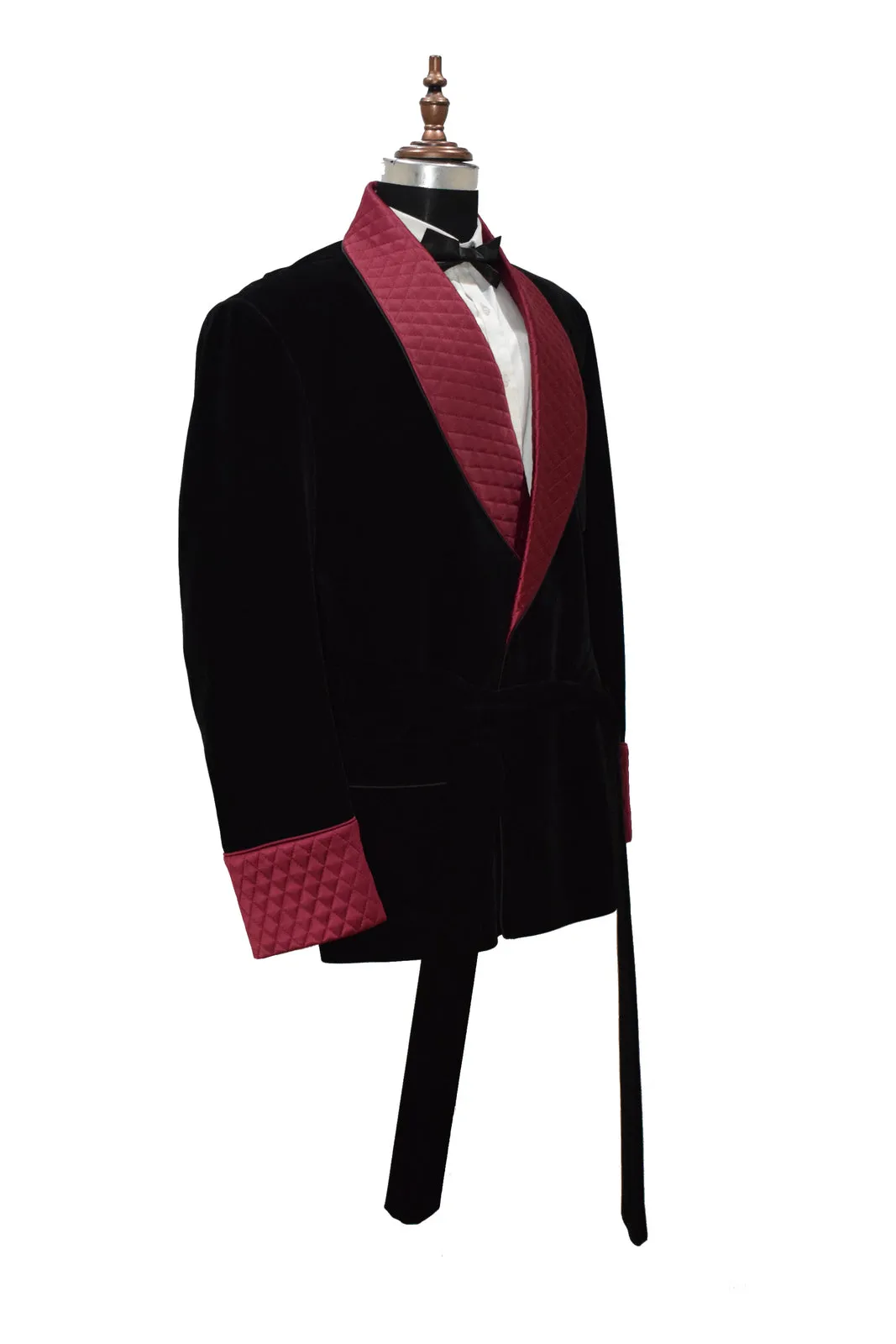 Mens Black Smoking Jackets Designer Luxury Quilted Party Wear Coats