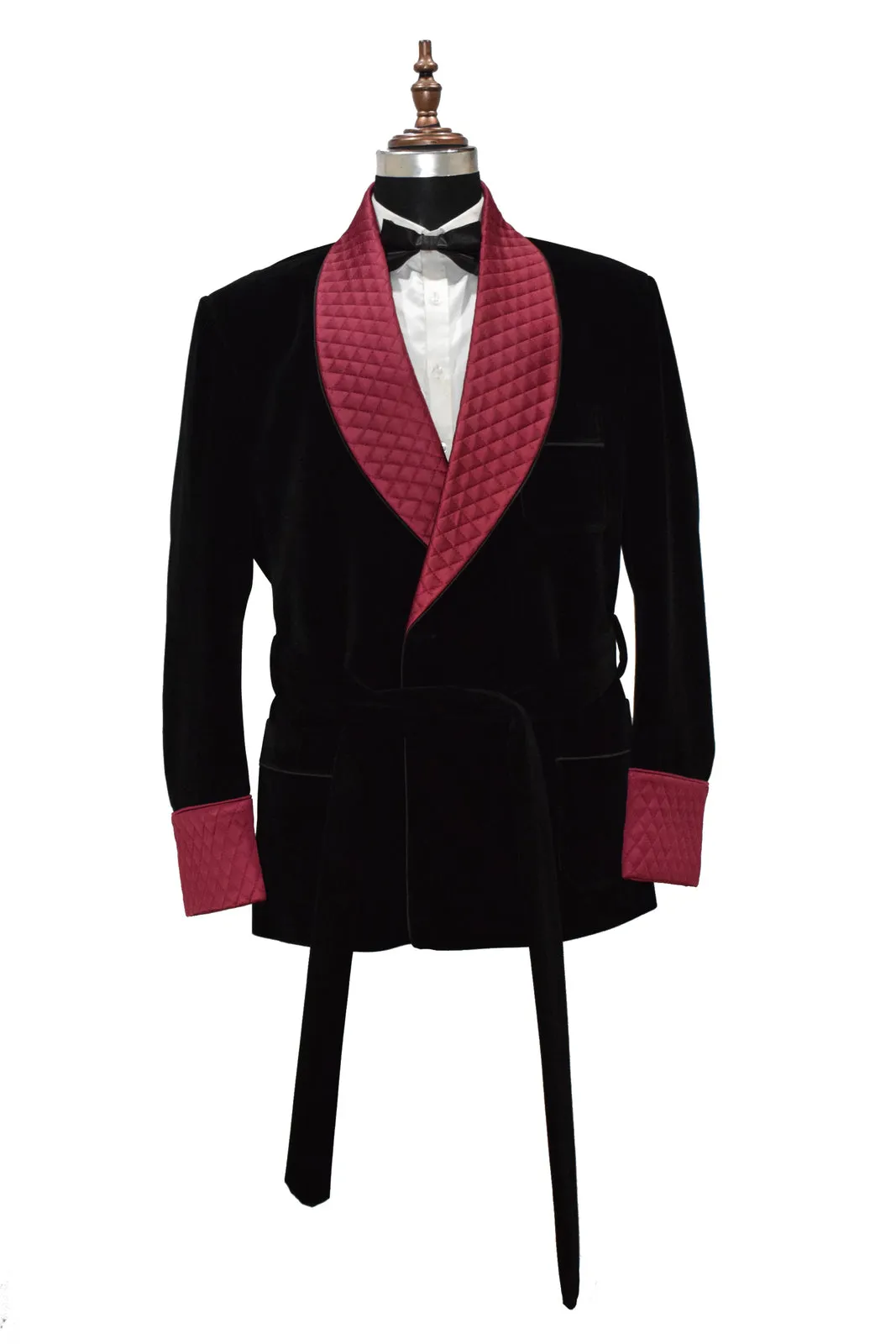 Mens Black Smoking Jackets Designer Luxury Quilted Party Wear Coats