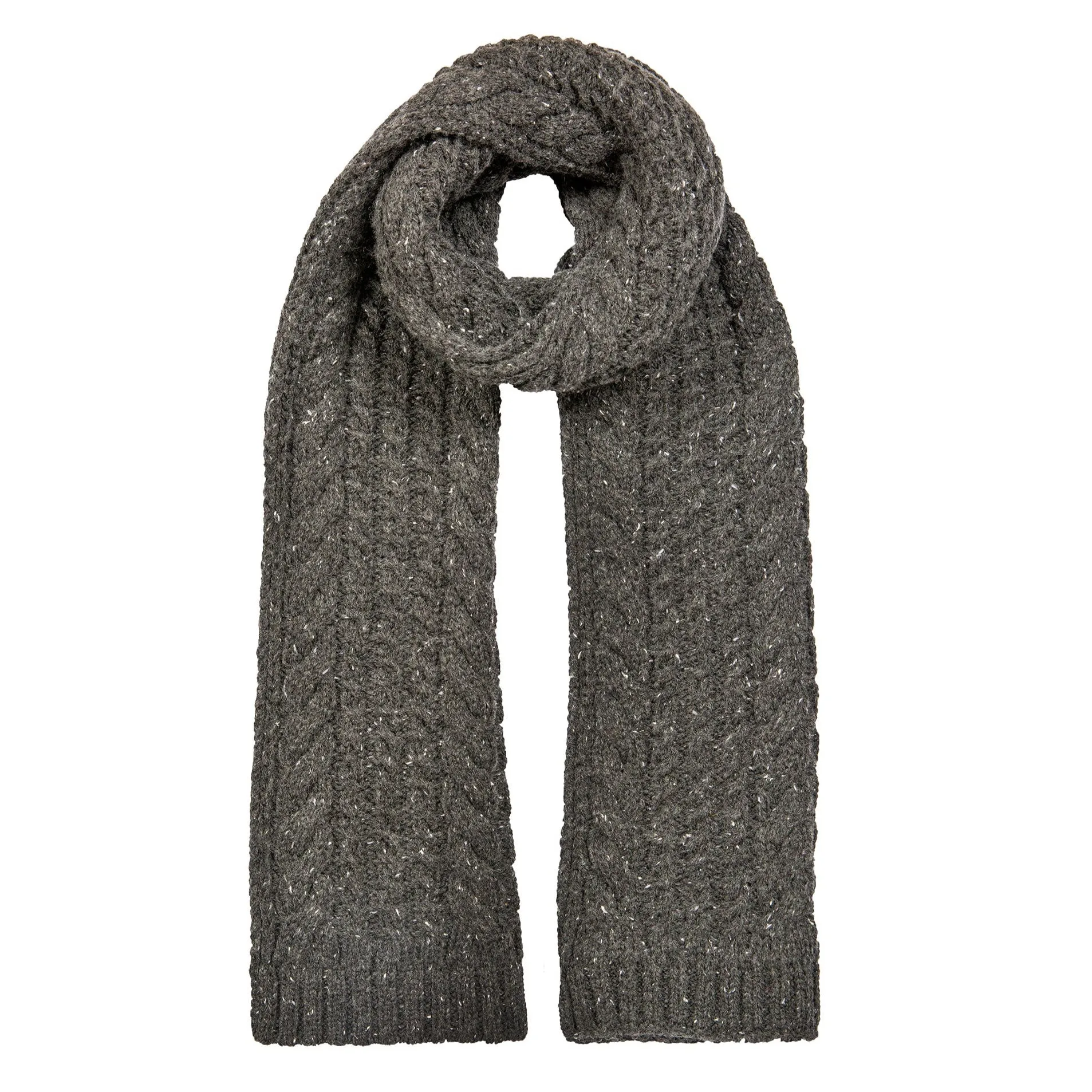 Men’s Cable Knit Scarf with Marl Yarn