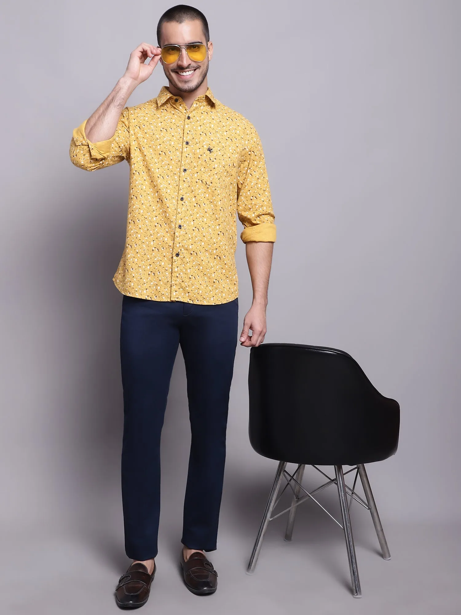 Men's Casual Flat front Navy Blue Trousers