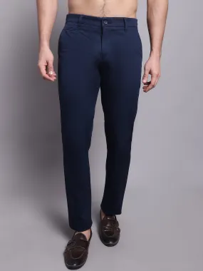 Men's Casual Flat front Navy Blue Trousers