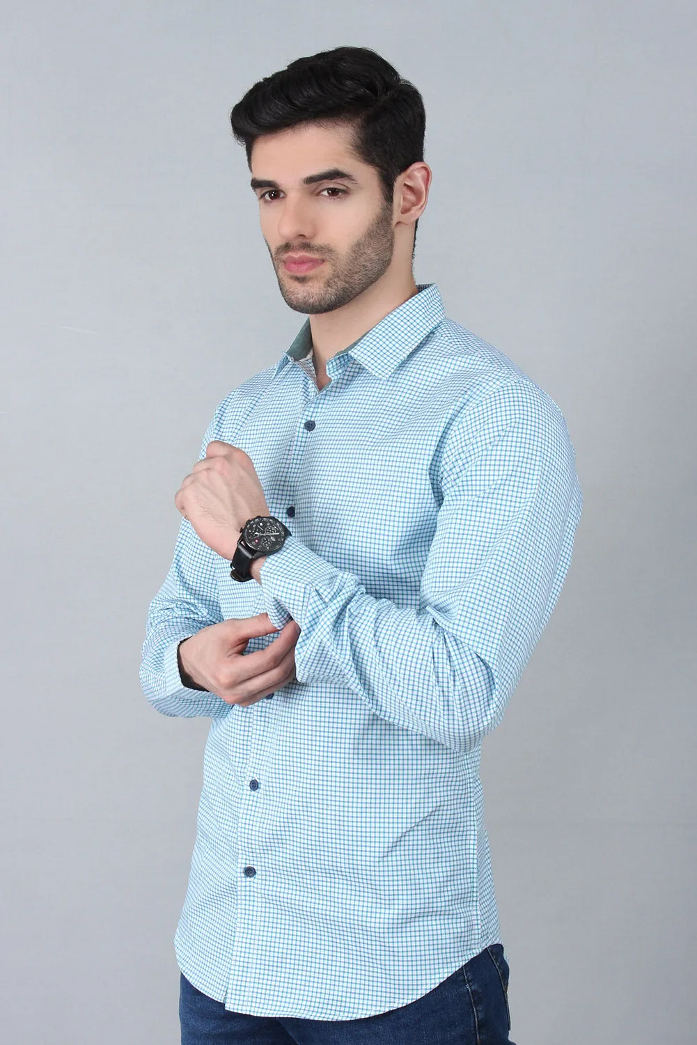 Men's "MIA"Regular Fit Pinpoint Stripe Casual Shirt