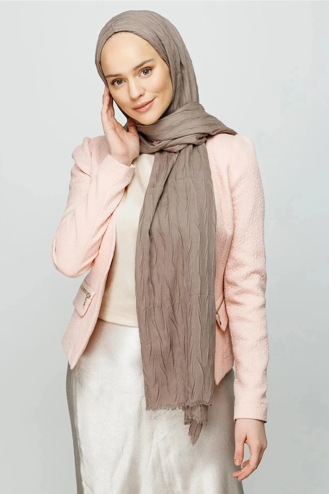 Mink Pleated Bamboo Hijab