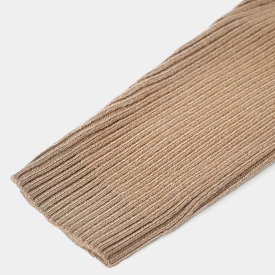 Misty Full Sleeve Knitted Thermal Brown Top