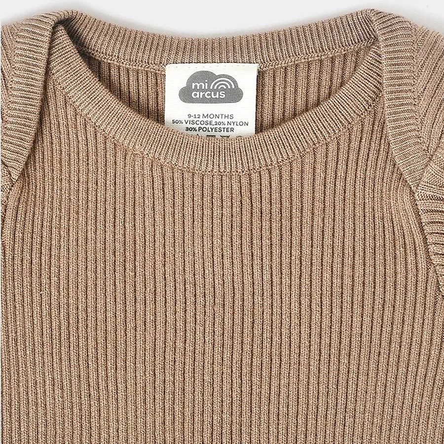 Misty Full Sleeve Knitted Thermal Brown Top