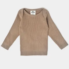 Misty Full Sleeve Knitted Thermal Brown Top