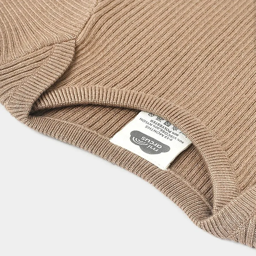 Misty Full Sleeve Knitted Thermal Brown Top