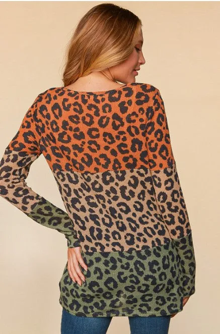 Multicolor Leopard Print Long Sleeve Top - #5190-5195