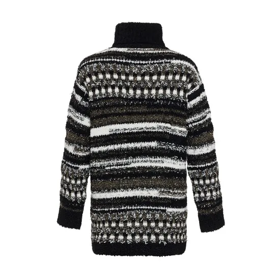 Multicolored Wool Blended Lara Turtleneck Sweater