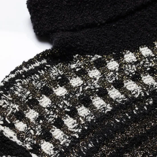 Multicolored Wool Blended Lara Turtleneck Sweater