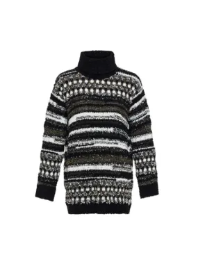 Multicolored Wool Blended Lara Turtleneck Sweater