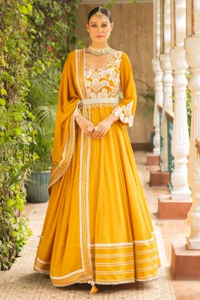 Mustard Flared Anarkali Set