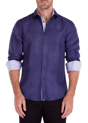 Navy Button-Down with White Cuffs/ Style 212385