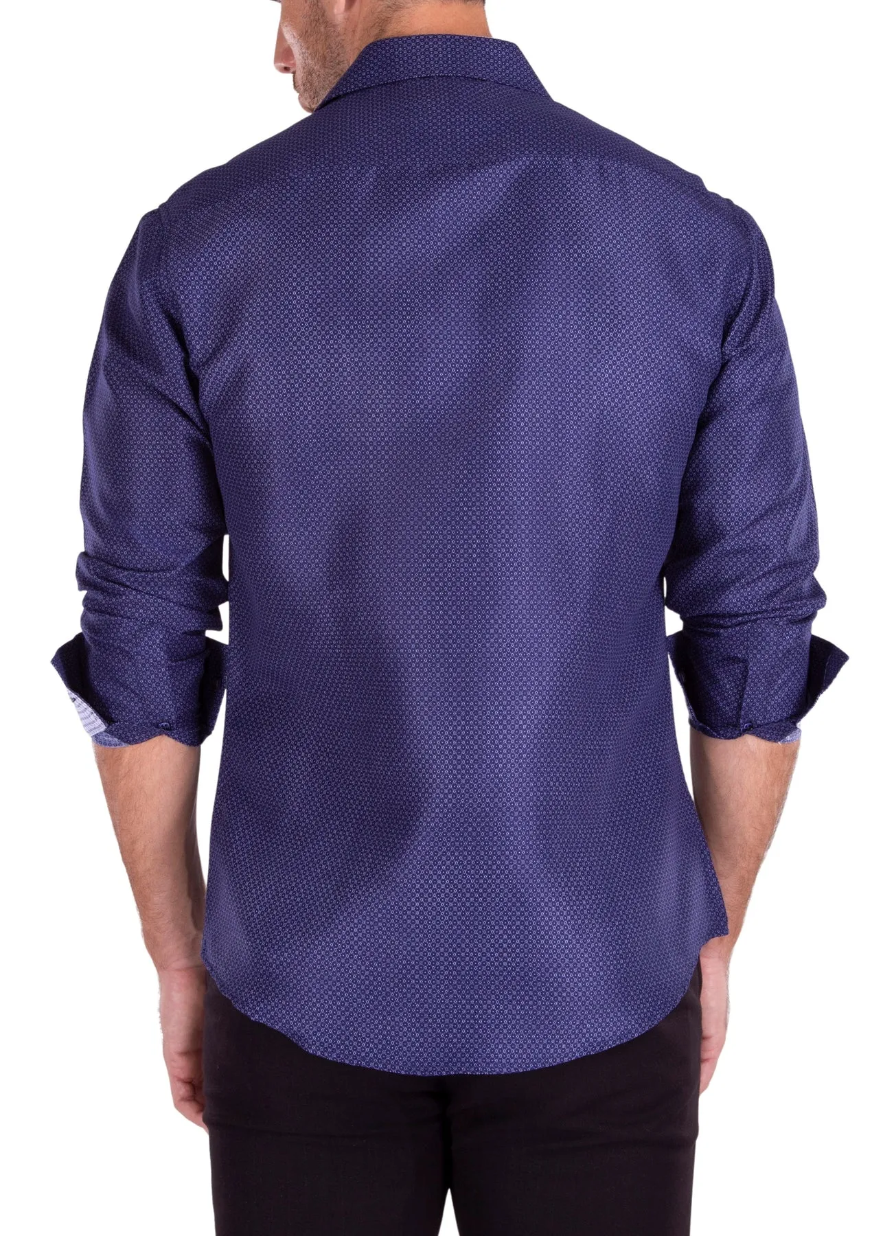 Navy Button-Down with White Cuffs/ Style 212385