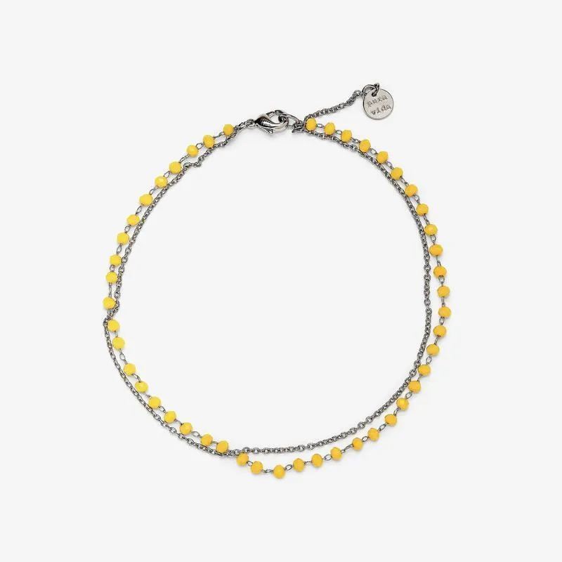 Neon Rosary Chain Anklet Silver