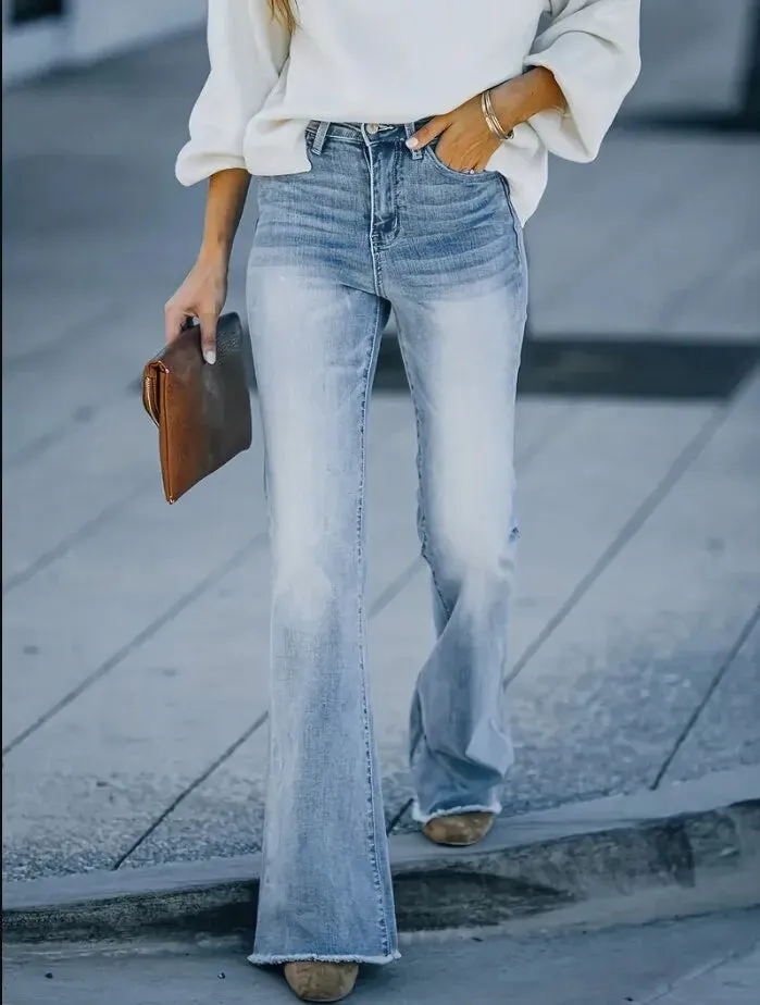 New High-Waisted Flared Denim Jeans For Women