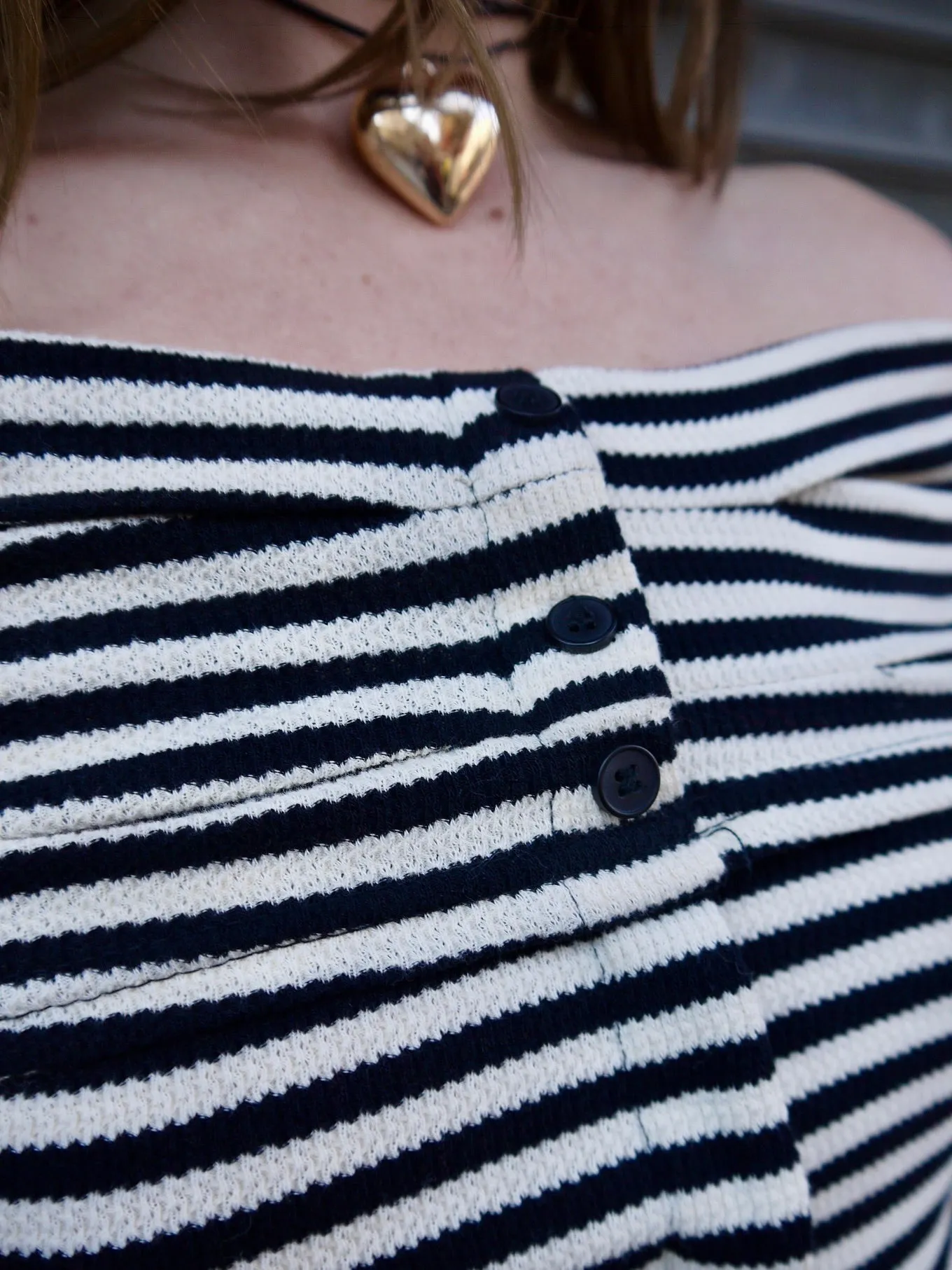 off shoulder stripe knit top