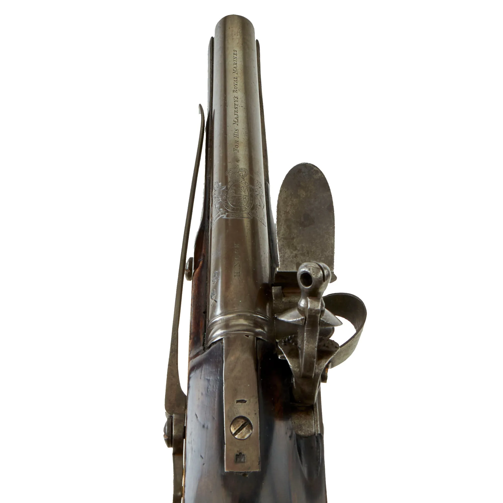 Original British Napoleonic P-1796 Heavy Dragoon Pistol by Henry Nock with Internal Hammer & Pan Shield Marked “For His Majesty’s Royal Marines” - Possibly Experimental & Unique
