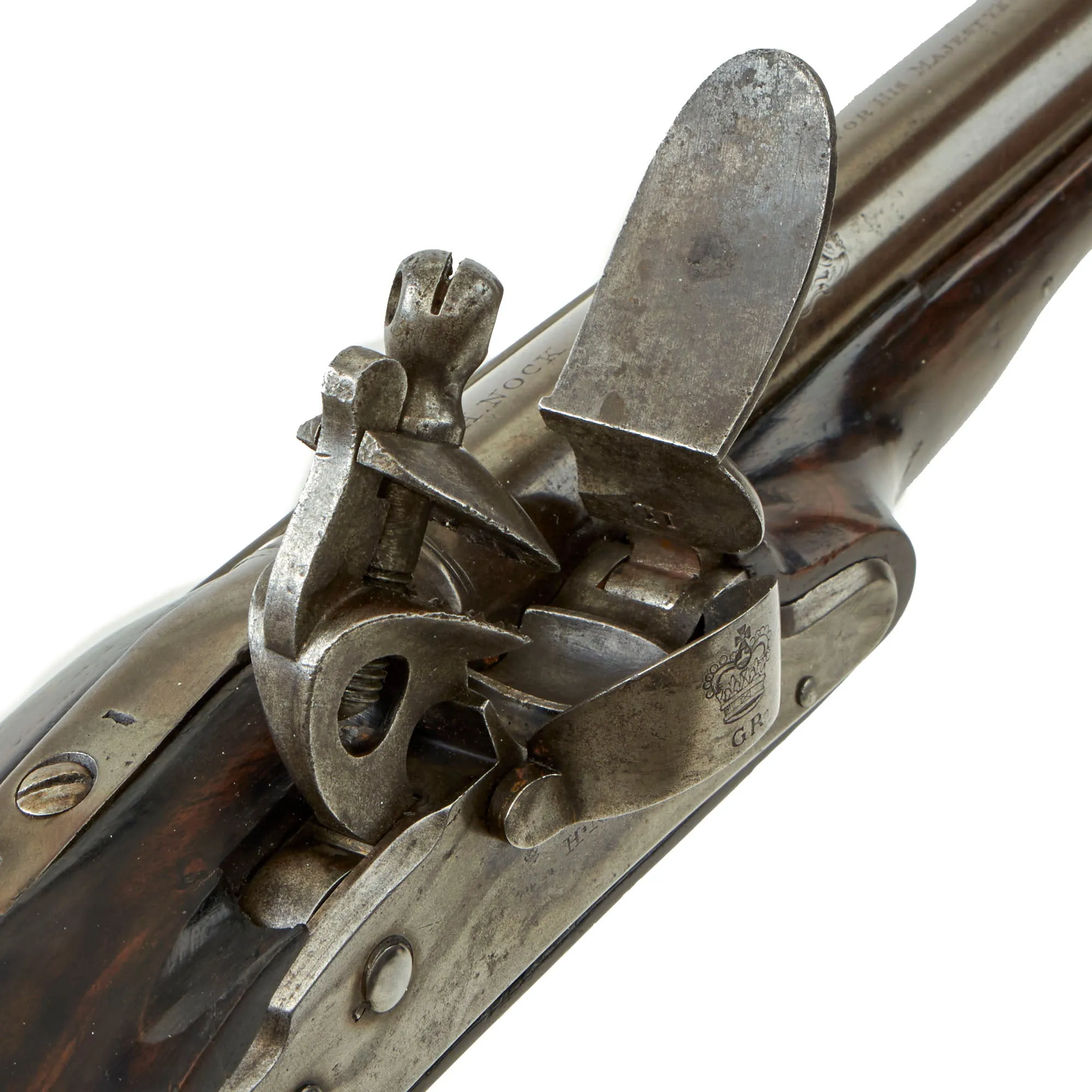 Original British Napoleonic P-1796 Heavy Dragoon Pistol by Henry Nock with Internal Hammer & Pan Shield Marked “For His Majesty’s Royal Marines” - Possibly Experimental & Unique
