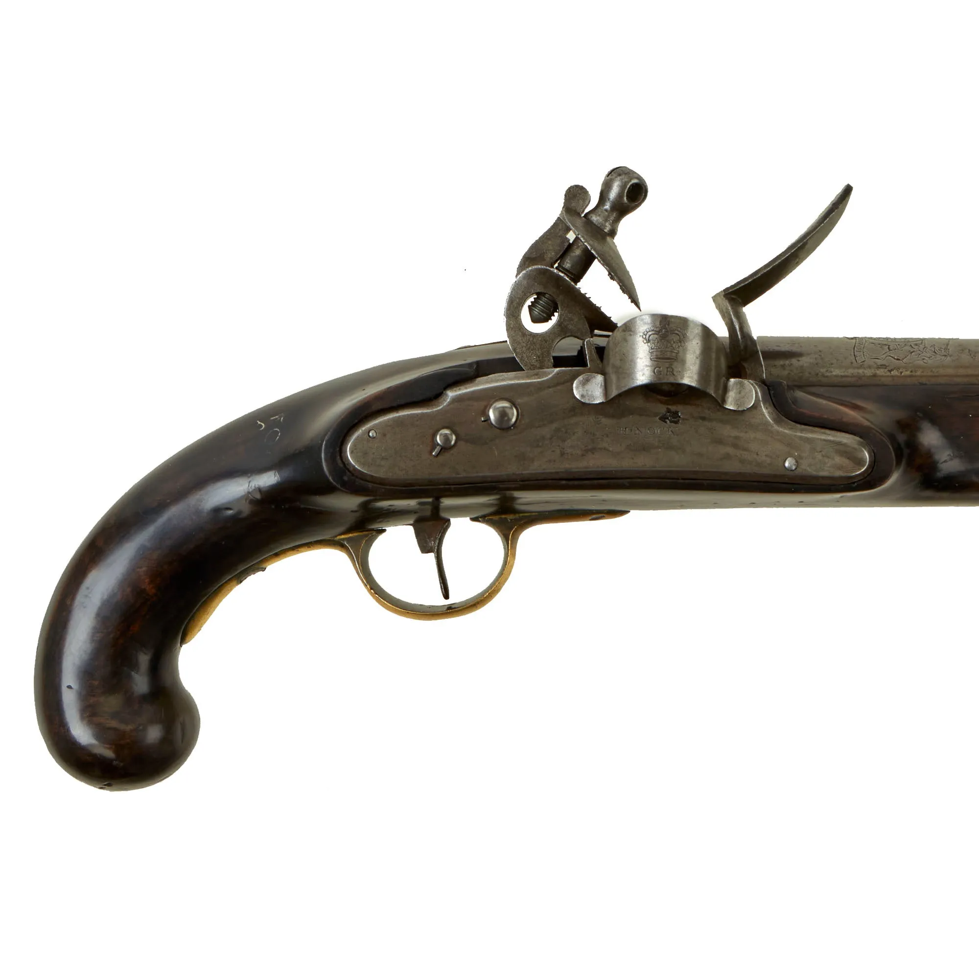Original British Napoleonic P-1796 Heavy Dragoon Pistol by Henry Nock with Internal Hammer & Pan Shield Marked “For His Majesty’s Royal Marines” - Possibly Experimental & Unique